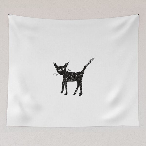 Item preview, Scruffy black cat designed and sold by SaryandSaff.