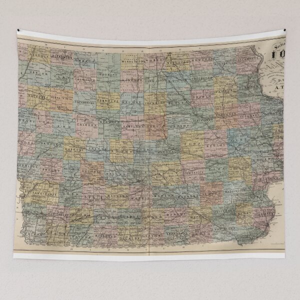 Item preview, Vintage Map of Iowa (1875) designed and sold by BravuraMedia.