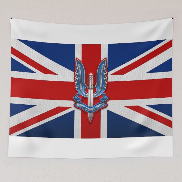 Item preview, Special Air Service - S A S Insignia over U K Flag designed and sold by Serge Averbukh Art Studio.