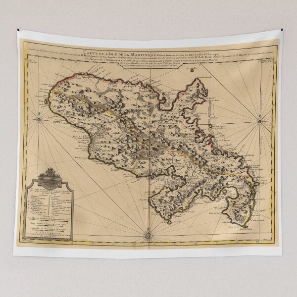 Item preview, Vintage Map of Martinique Island (1742) 2 designed and sold by BravuraMedia.