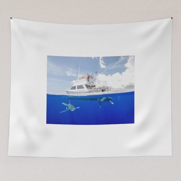 Item preview, Oceanic White Tips Sharks Cruising Under A Boat designed and sold by Brent Barnes.