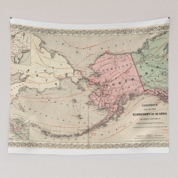 Item preview, Vintage Map of Alaska and Russia (1869) designed and sold by BravuraMedia.