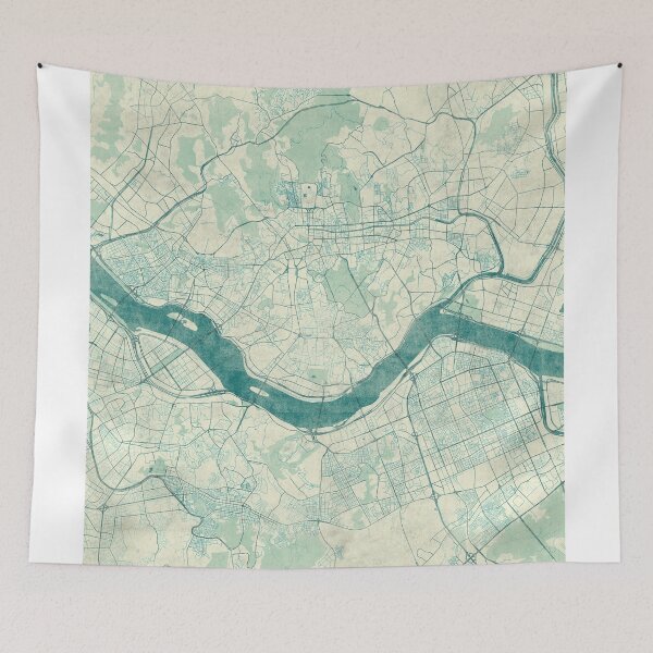 Item preview, Seoul Map Blue Vintage designed and sold by HubertRoguski.