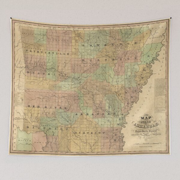 Item preview, Vintage Map of Arkansas (1839) designed and sold by BravuraMedia.