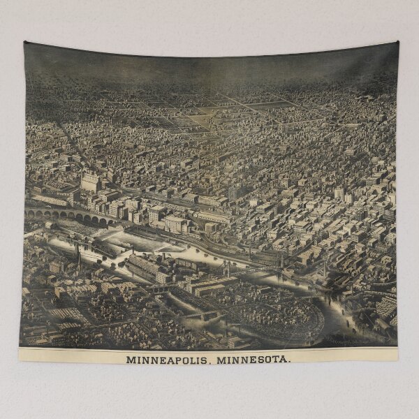 Item preview, Vintage Pictorial Map of Minneapolis MN (1885) designed and sold by BravuraMedia.