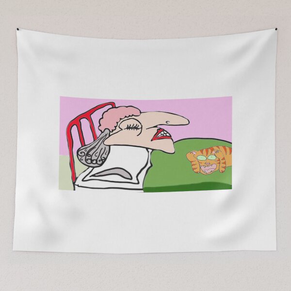 Item preview, The Noisy Snoring Spinster And Her Unhappy Cat designed and sold by pinkyjainpan.