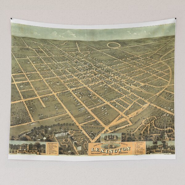 Item preview, Vintage Pictorial Map of Lexington Kentucky (1871) designed and sold by BravuraMedia.