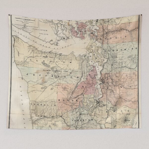 Item preview, Vintage Map of The Puget Sound (1891) designed and sold by BravuraMedia.