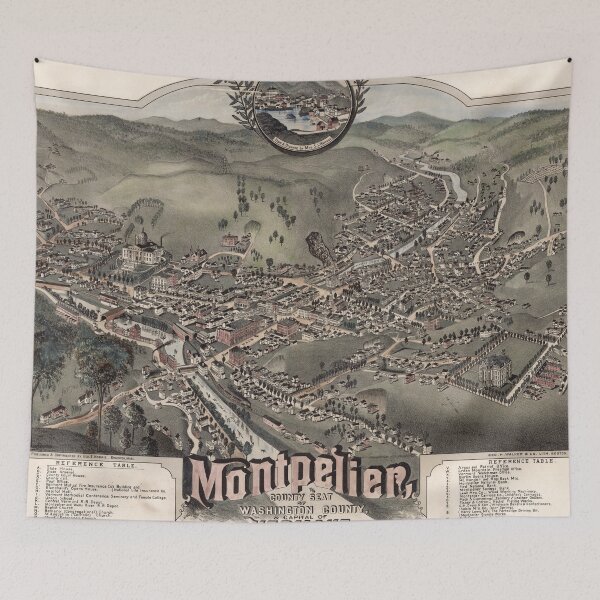 Item preview, Vintage Pictorial Map of Montpelier Vermont (1884) designed and sold by BravuraMedia.