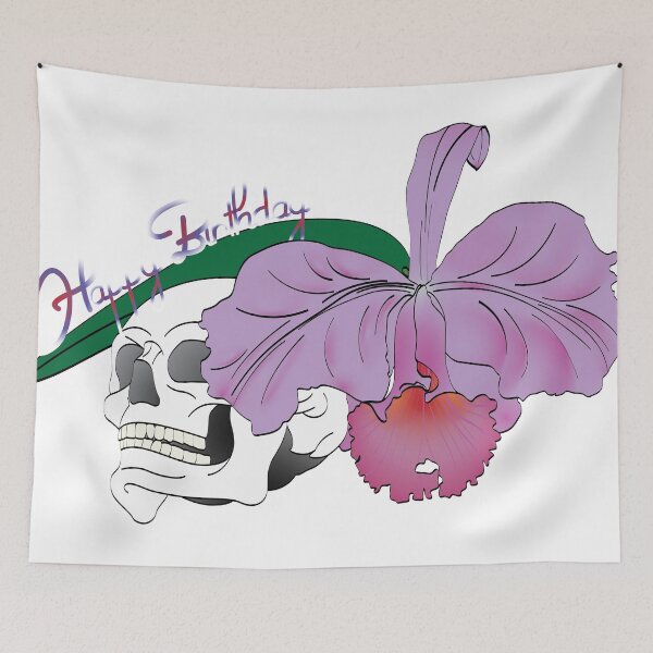 Item preview, Orchid with Skull Birthday designed and sold by OrangeEden.