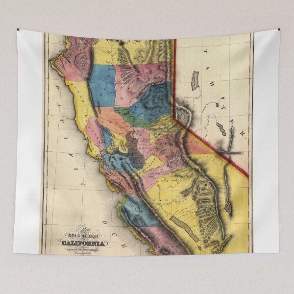 Item preview, Vintage Map of Gold Regions in California (1851) designed and sold by BravuraMedia.