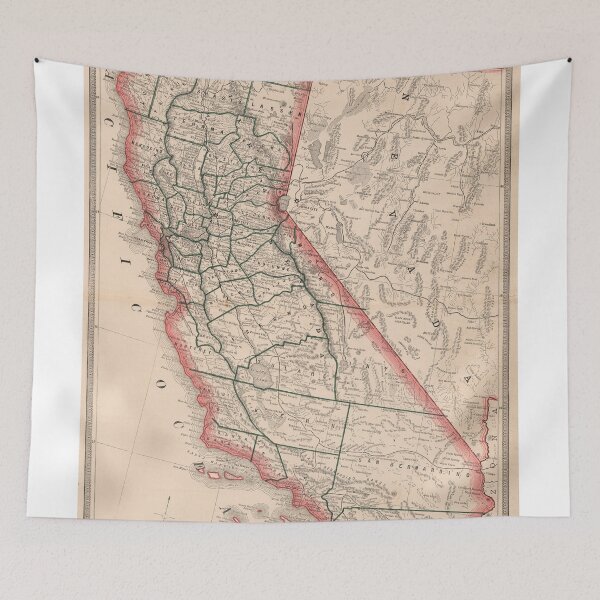 Item preview, Vintage Map of California (1883) designed and sold by BravuraMedia.