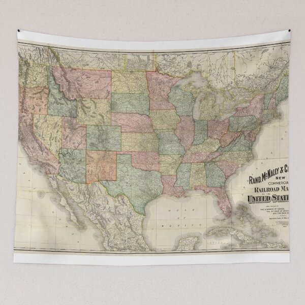 Item preview, Vintage United States Railroad Map (1907) designed and sold by BravuraMedia.