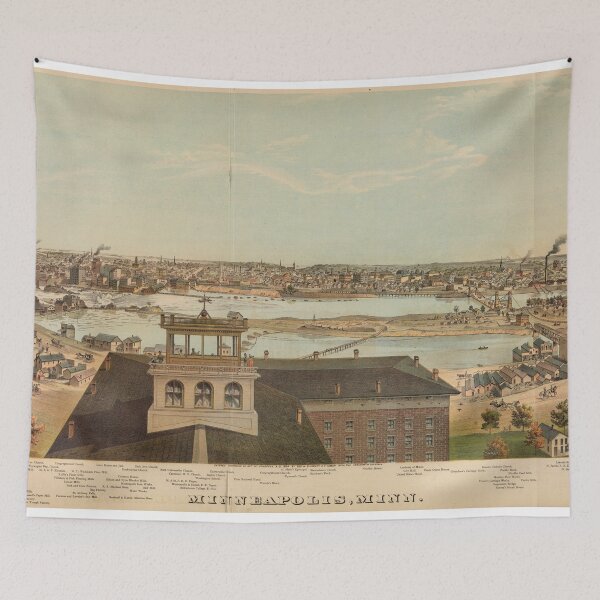 Item preview, Vintage Pictorial Map of Minneapolis MN (1874) designed and sold by BravuraMedia.