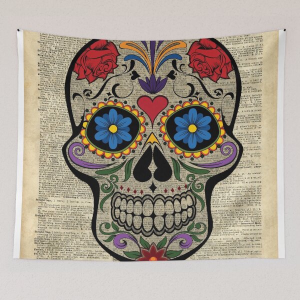 Item preview, Happy Skull,Sugar Skull,Dia De Los Muertos,Halloween Artwork designed and sold by DictionaryArt.