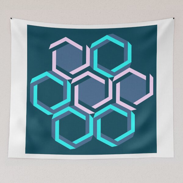 Artikelvorschau, Blaue und purpurrote Neonbienenstockgeometrie entworfen und verkauft von cesarpadilla.