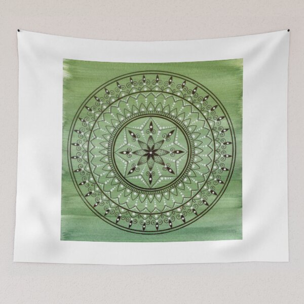 Item preview, Hand Drawn Green And White Mandala designed and sold by Zedart.