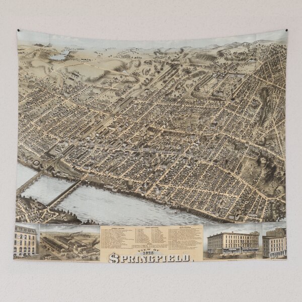 Item preview, Vintage Pictorial Map of Springfield MA (1875) designed and sold by BravuraMedia.