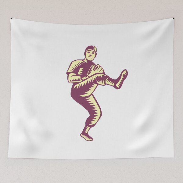 Item preview, Baseball Pitcher Throwing Ball Woodcut designed and sold by patrimonio.