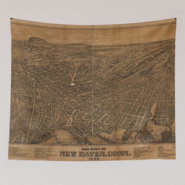 Item preview, Vintage Pictorial Map of New Haven CT (1879) designed and sold by BravuraMedia.