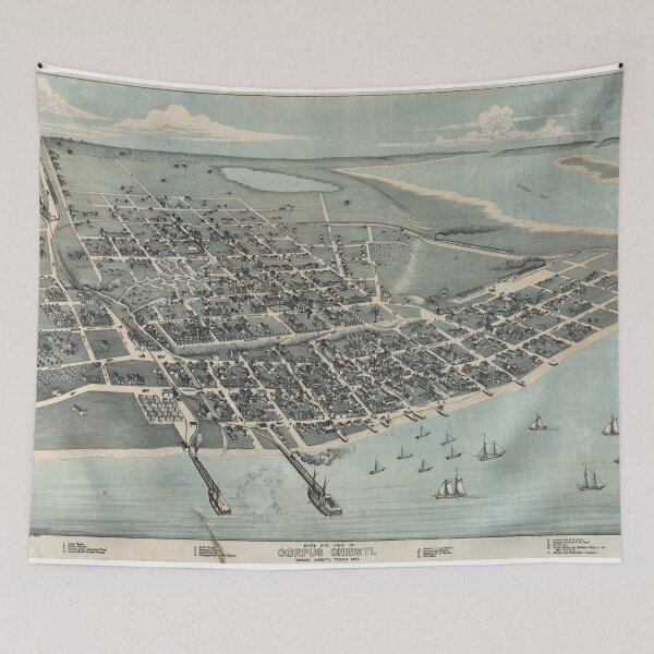 Item preview, Vintage Pictorial Map of Corpus Christi TX (1887) designed and sold by BravuraMedia.
