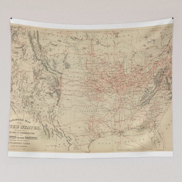 Item preview, Vintage United States Railroad Map (1886) designed and sold by BravuraMedia.