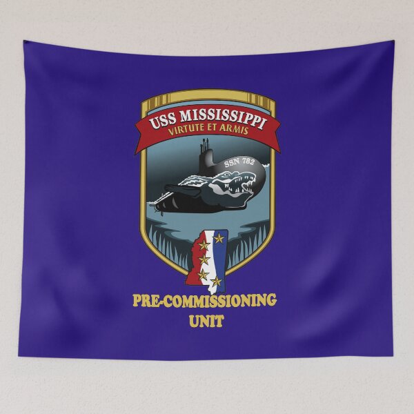 Item preview, SSN-782 USS Mississippi Pre-commissioning Unit Crest for Dark Colors designed and sold by Nikki SpaceStuffPlus.