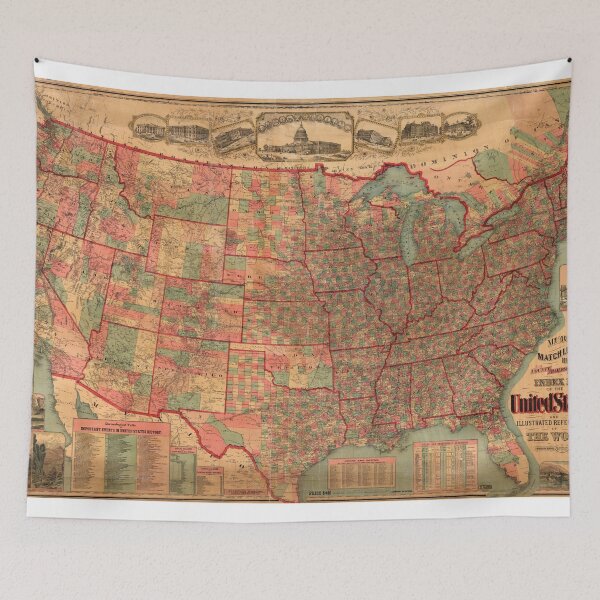 Item preview, Vintage United States Map (1883) designed and sold by BravuraMedia.
