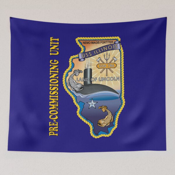 Item preview, SSN-786 USS Illinois Pre-commissioning Unit Crest for Dark Colors designed and sold by Nikki SpaceStuffPlus.