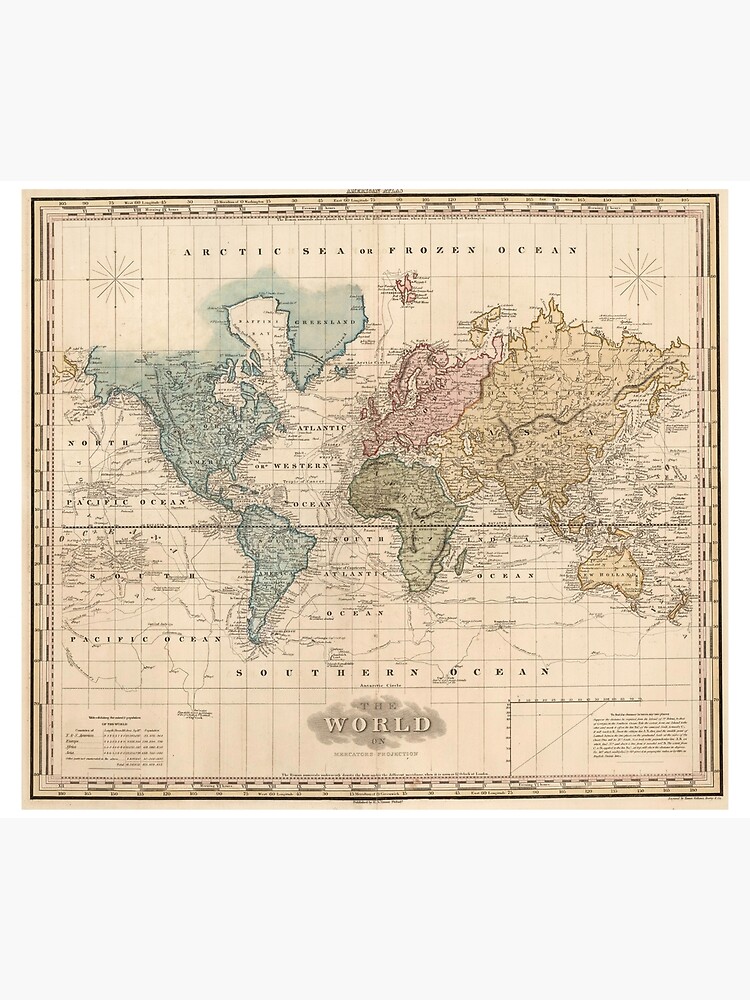 Thumbnail 3 of 3, Tapestry, Vintage Map of The World (1823) 2 designed and sold by BravuraMedia.