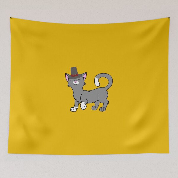 Item preview, Thanksgiving Gray Cat with Pilgrim Hat designed and sold by Grifynne.