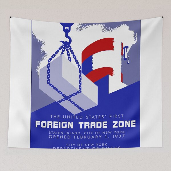 Item preview, Retro vintage style New York Port Harbor Foreign Trade Zone designed and sold by aapshop.
