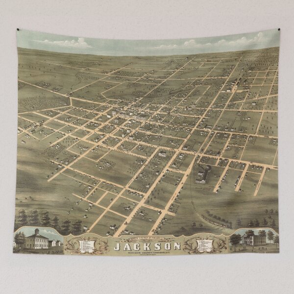 Item preview, Vintage Map of Jackson Tennessee (1870) designed and sold by BravuraMedia.