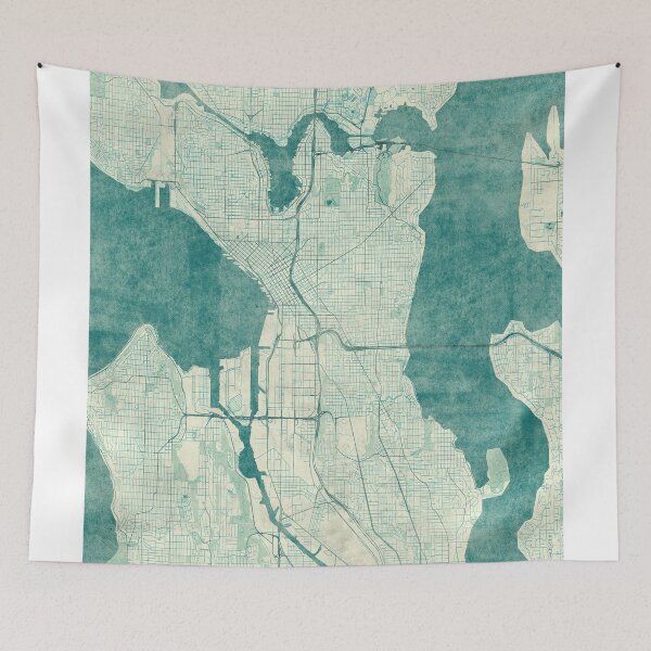 Item preview, Seattle Map Blue Vintage designed and sold by HubertRoguski.