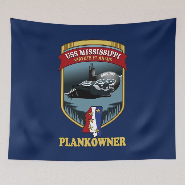 Item preview, SSN-782 USS Mississippi Plank Owner Crest for Dark Colors designed and sold by Nikki SpaceStuffPlus.