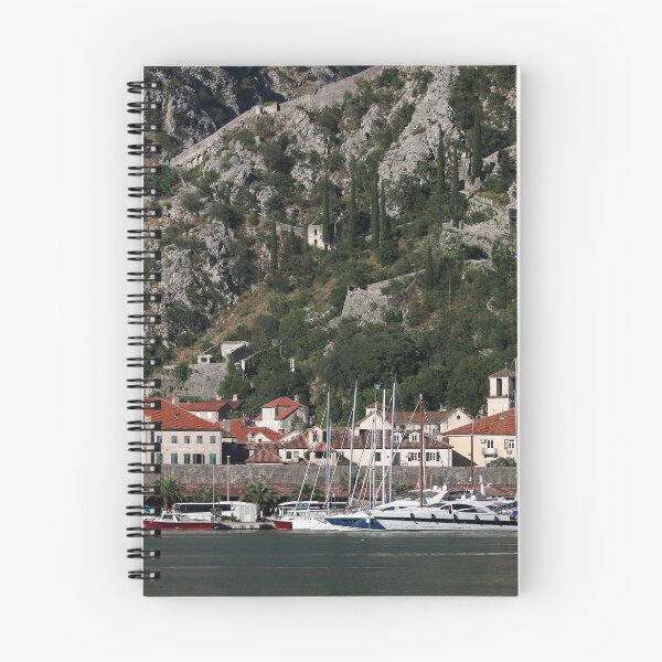 Item preview, Port with yachts and sailboats and old town Kotor cityscape Montenegro designed and sold by goceris.