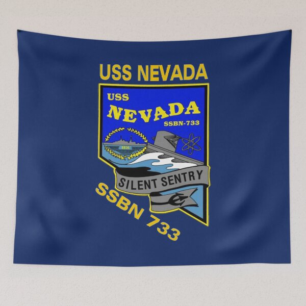 Item preview, USS Nevada (SSBN-733) Crest for Dark Colors designed and sold by Nikki SpaceStuffPlus.