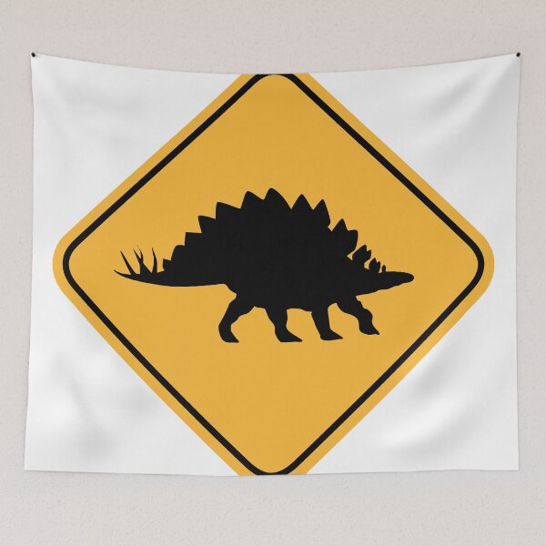 Item preview, Caution - Stegosaurus crossing designed and sold by welikestuff.