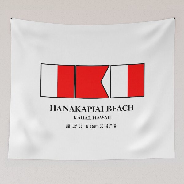 Item preview, Hanakapiai Beach Hawaii Nautical Flag Art designed and sold by DESTINATIONS DECAL.