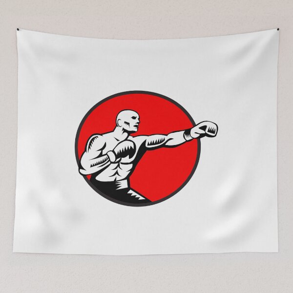 Item preview, Boxer Jabbing Punching Circle Woodcut designed and sold by patrimonio.