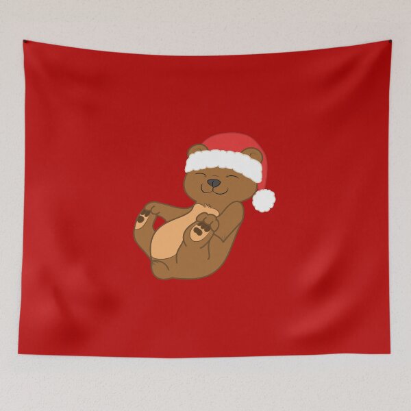Item preview, Christmas Brown Bear with Red Santa Hat designed and sold by Grifynne.