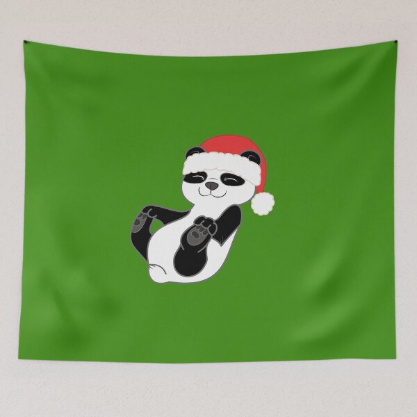 Item preview, Christmas Panda Bear with Red Santa Hat designed and sold by Grifynne.