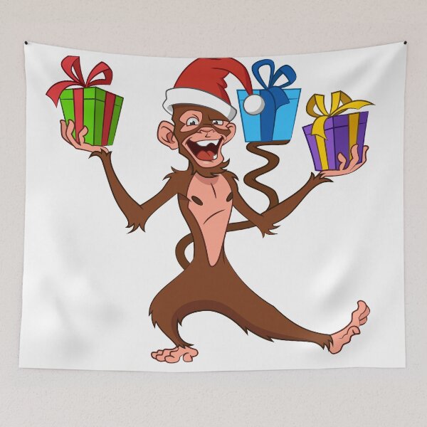 Item preview, funny monkey with gifts. designed and sold by Evgenii Sidorov.