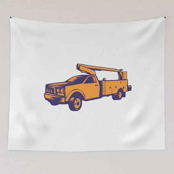 Item preview, Cherry Picker Mobile Lift Truck Woodcut designed and sold by patrimonio.