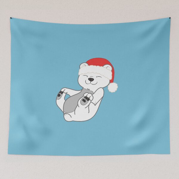 Item preview, Christmas Polar Bear with Red Santa Hat designed and sold by Grifynne.