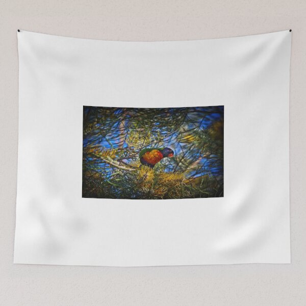 Item preview, Colourful lorikeet in an equally colourful grevillea designed and sold by Kim Austin.