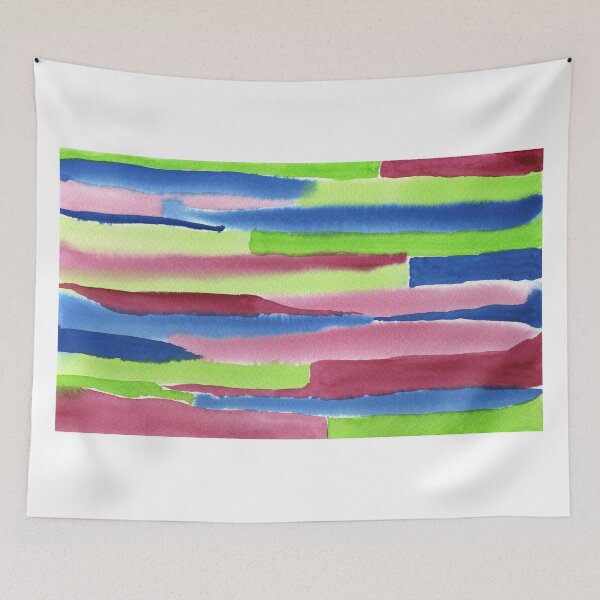Item preview, Watercolor Hand Painted Red Blue Green Stripes Background designed and sold by Beverly Claire Kaiya.