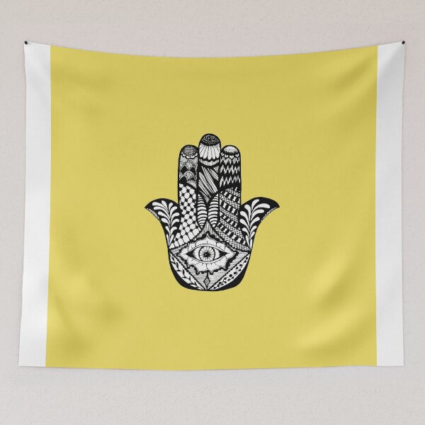 Item preview, Hand Drawn Hamsa Hand of Fatima on Yellow designed and sold by Blkstrawberry.