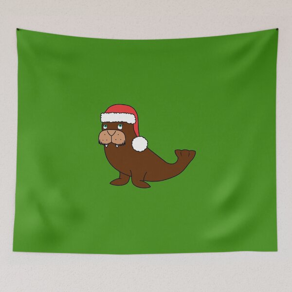 Item preview, Christmas Walrus with Red Santa Hat designed and sold by Grifynne.
