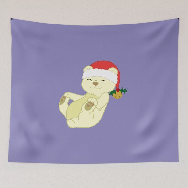 Item preview, Christmas Kermode Bear with Red Santa Hat, Holly & Gold Bell designed and sold by Grifynne.